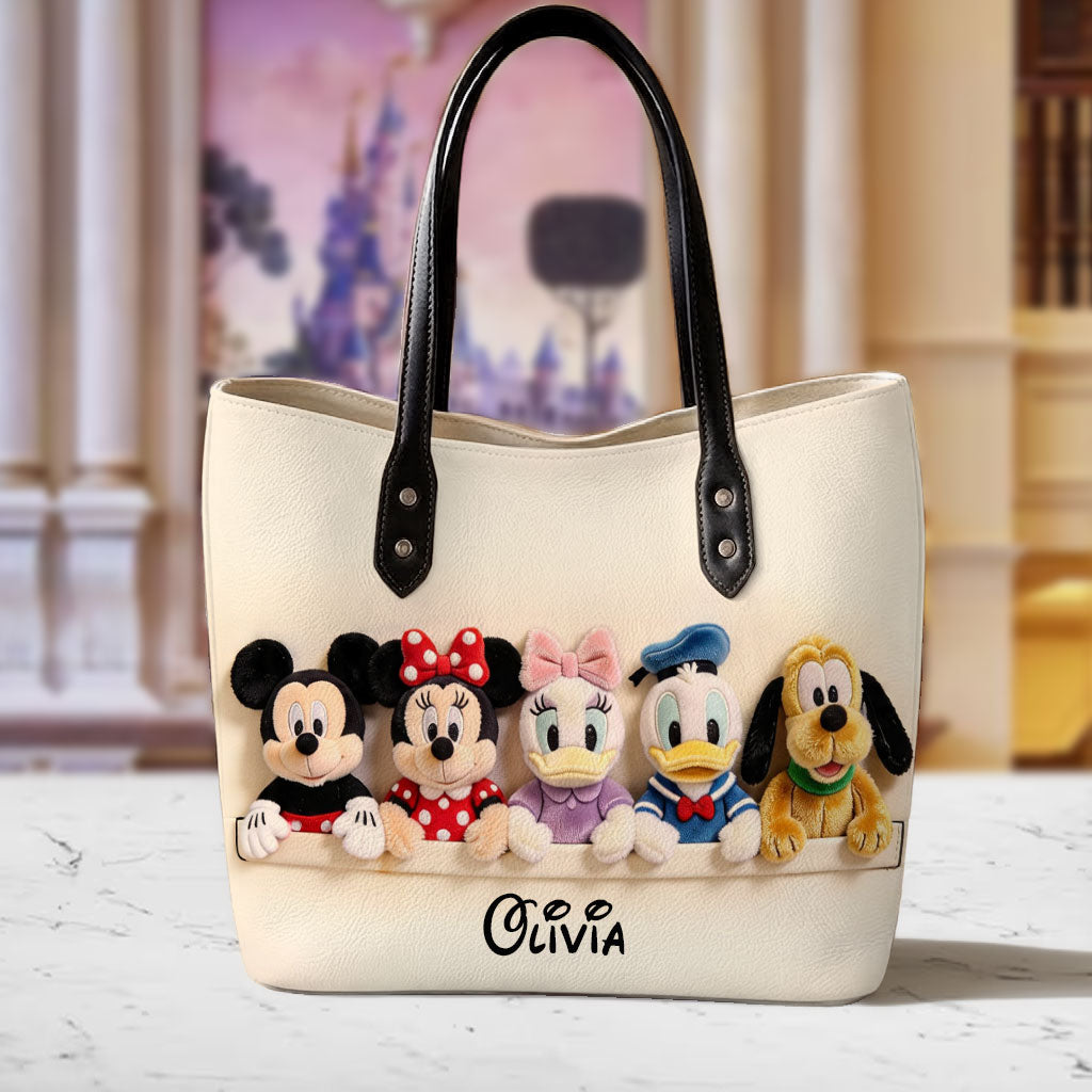 Personalized Disney Leather Tote Bag with Character Design for Kids Leather Bag GradoCreations