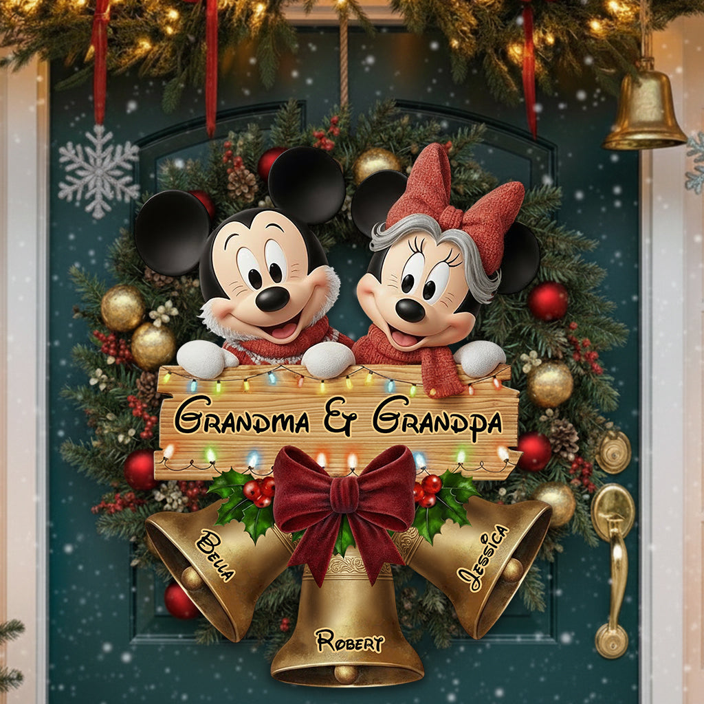 Personalized Christmas Wood Sign with Mickey & Minnie for Grandparents Wood Sign GradoCreations