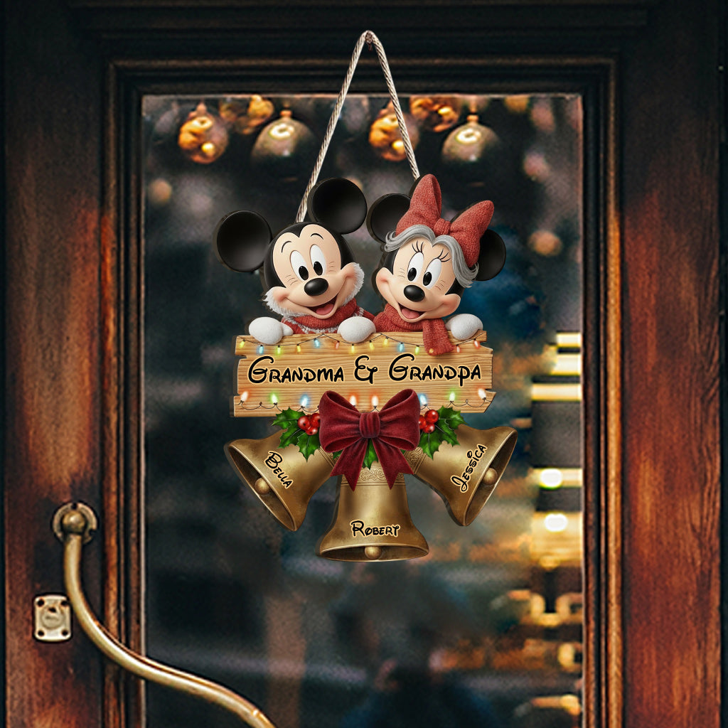 Personalized Christmas Wood Sign with Mickey & Minnie for Grandparents Wood Sign GradoCreations