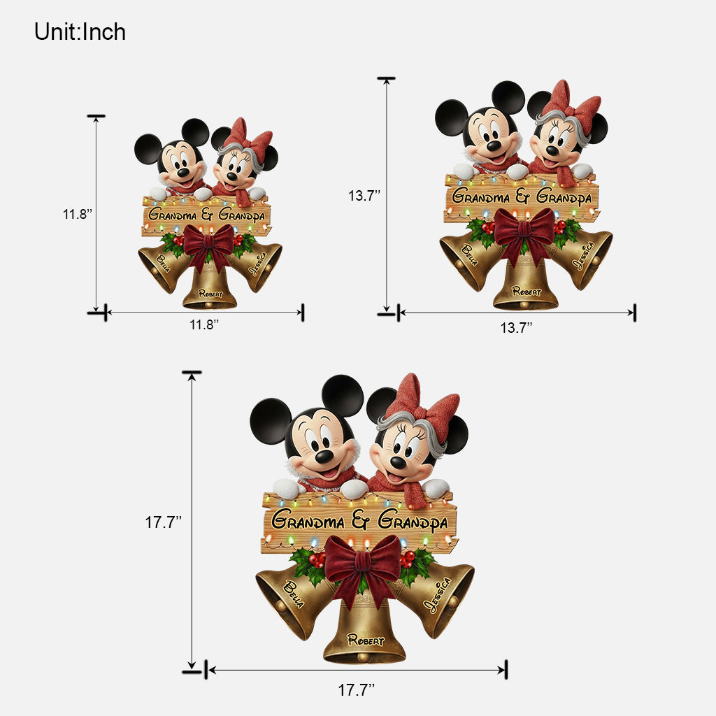 Personalized Christmas Wood Sign with Mickey & Minnie for Grandparents Wood Sign GradoCreations