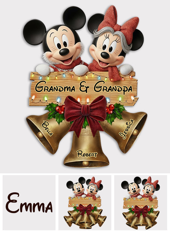 Personalized Christmas Wood Sign with Mickey & Minnie for Grandparents Wood Sign GradoCreations