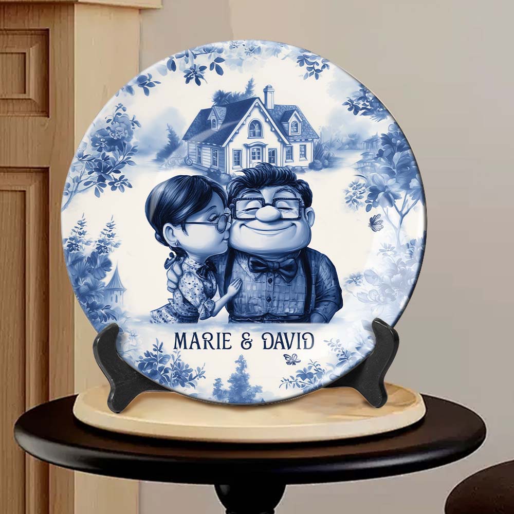 Personalized Ceramic Round Plate Custom Name Gift for Couples Ceramic Round Plate GradoCreations
