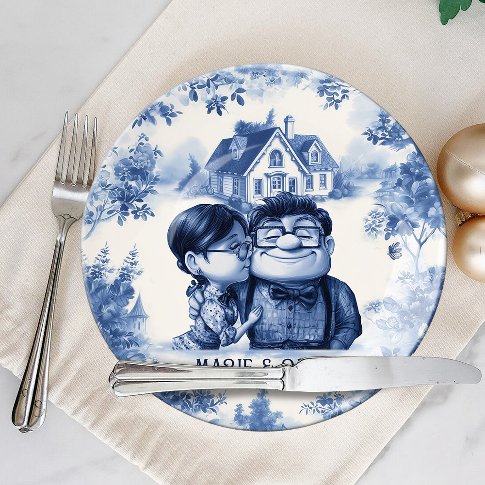 Personalized Ceramic Round Plate Custom Name Gift for Couples Ceramic Round Plate GradoCreations