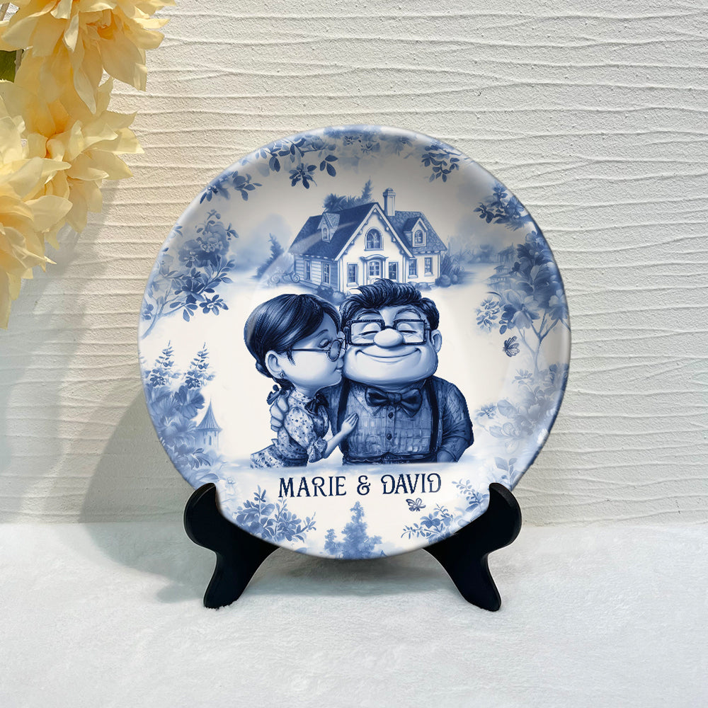 Personalized Ceramic Round Plate Custom Name Gift for Couples Ceramic Round Plate GradoCreations