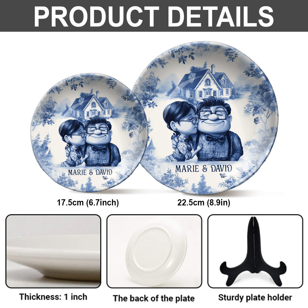 Personalized Ceramic Round Plate Custom Name Gift for Couples Ceramic Round Plate GradoCreations