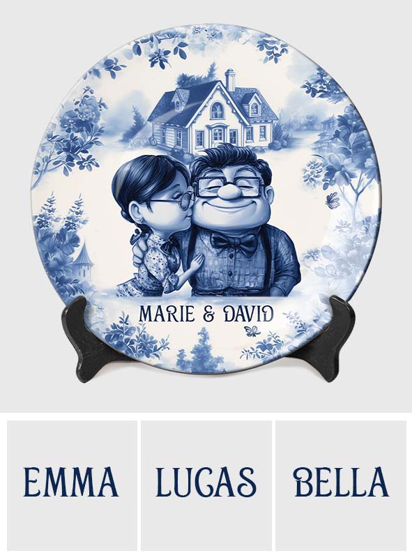 Personalized Ceramic Round Plate Custom Name Gift for Couples Ceramic Round Plate GradoCreations