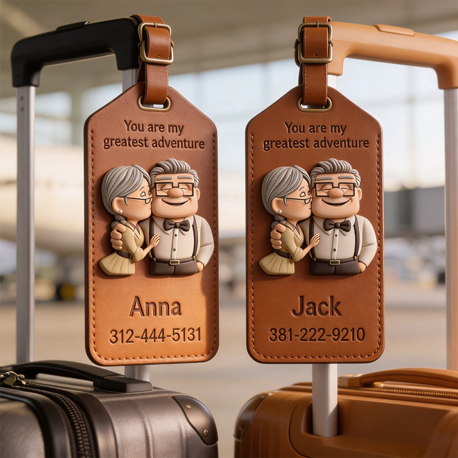 Personalized Luggage Tag for Couples - Custom Adventure Design Luggage Tag GradoCreations
