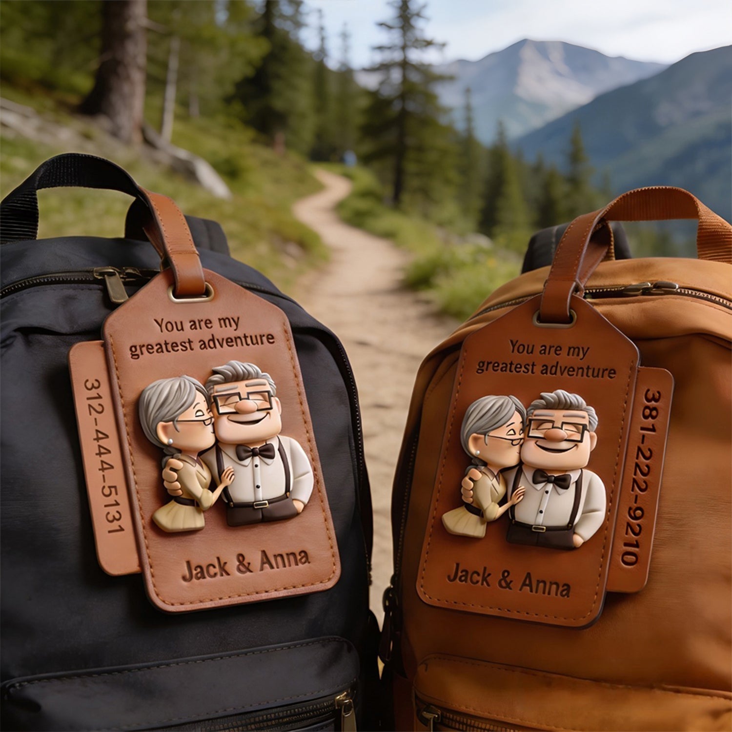 Personalized Luggage Tag for Couples - Custom Adventure Design Luggage Tag GradoCreations