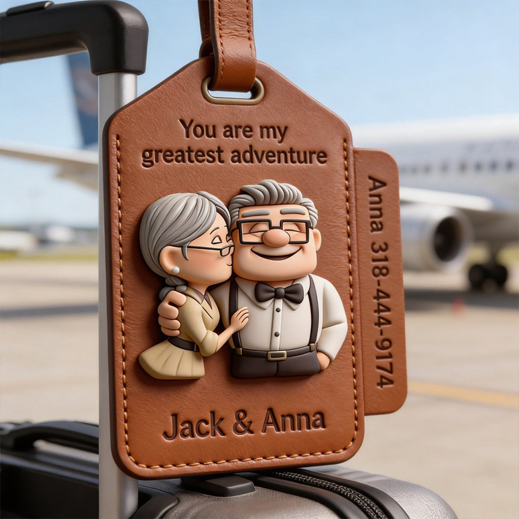 Personalized Luggage Tag for Couples - Custom Adventure Design Luggage Tag GradoCreations