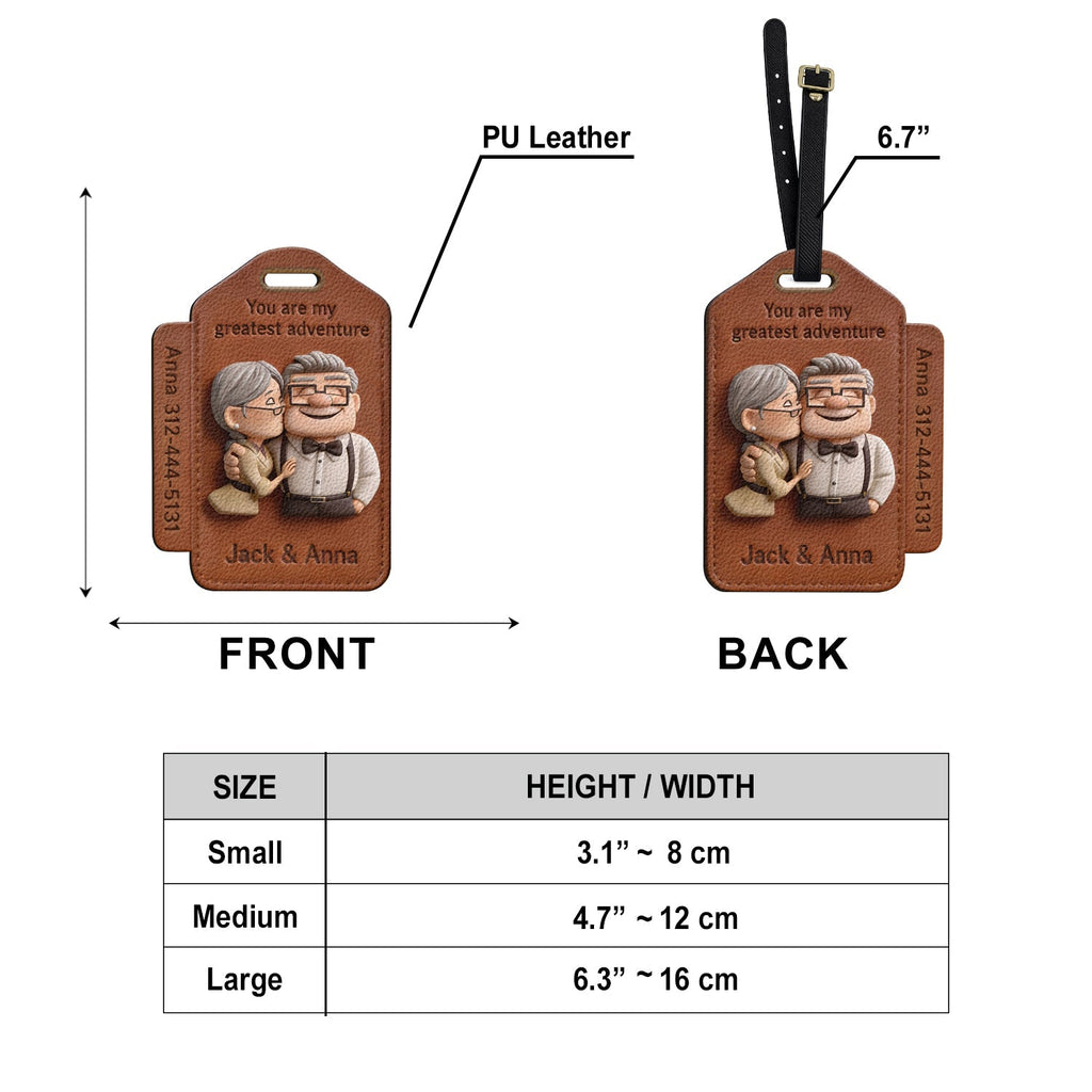 Personalized Luggage Tag for Couples - Custom Adventure Design Luggage Tag GradoCreations