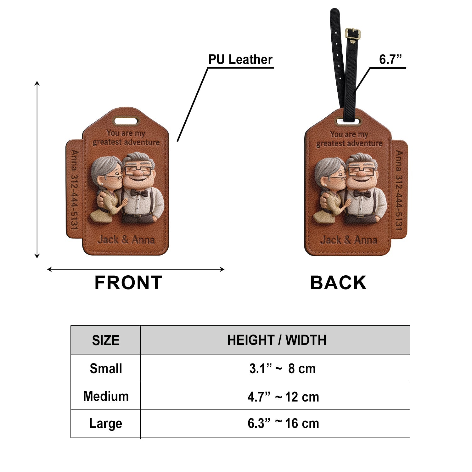 Personalized Luggage Tag for Couples - Custom Adventure Design Luggage Tag GradoCreations