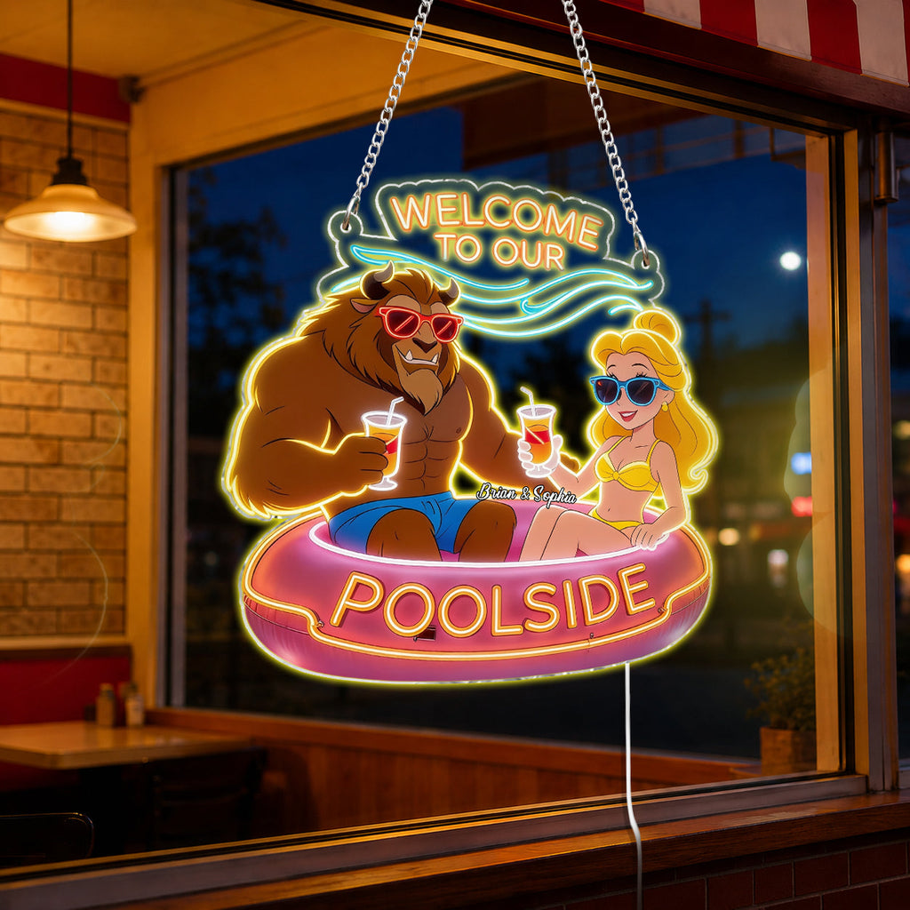 Personalized Beauty and the Beast Neon LED Light Sign for Poolside Decor Neon LED Light Sign GradoCreations