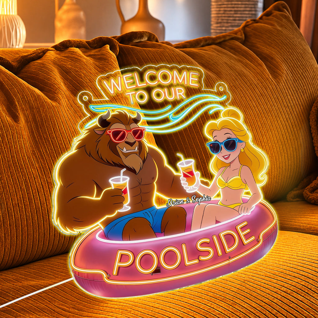 Personalized Beauty and the Beast Neon LED Light Sign for Poolside Decor Neon LED Light Sign GradoCreations