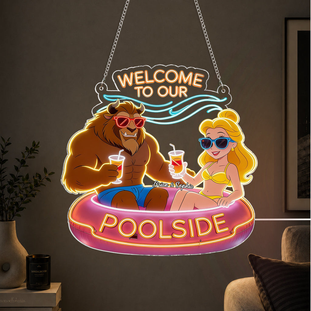 Personalized Beauty and the Beast Neon LED Light Sign for Poolside Decor Neon LED Light Sign GradoCreations