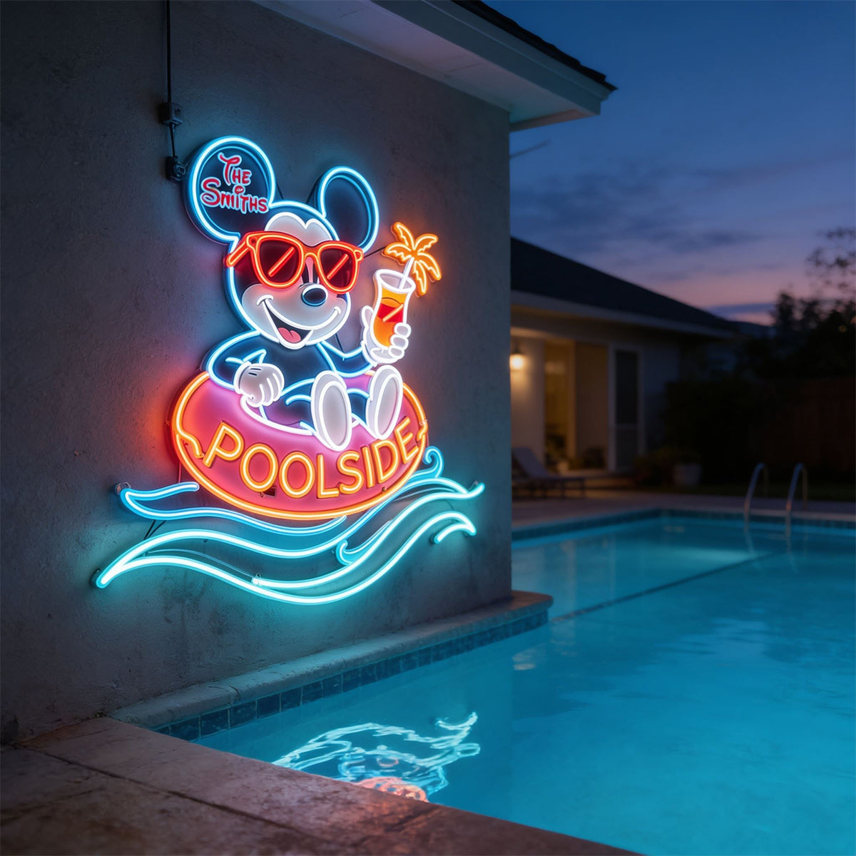 Personalized Neon LED Poolside Sign Custom Name Gift Neon LED Light Sign GradoCreations