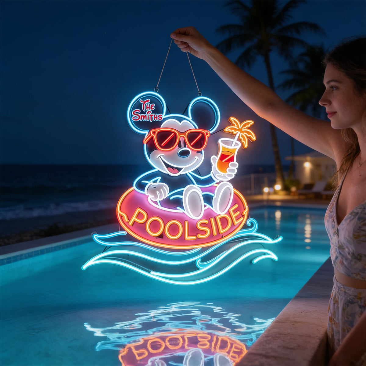 Personalized Neon LED Poolside Sign Custom Name Gift Neon LED Light Sign GradoCreations