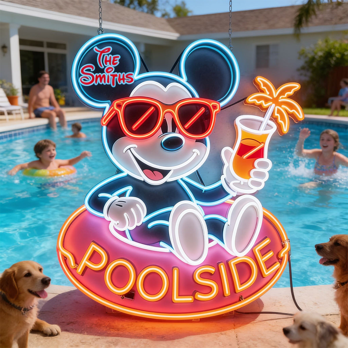 Personalized Neon LED Poolside Sign Custom Name Gift Neon LED Light Sign GradoCreations