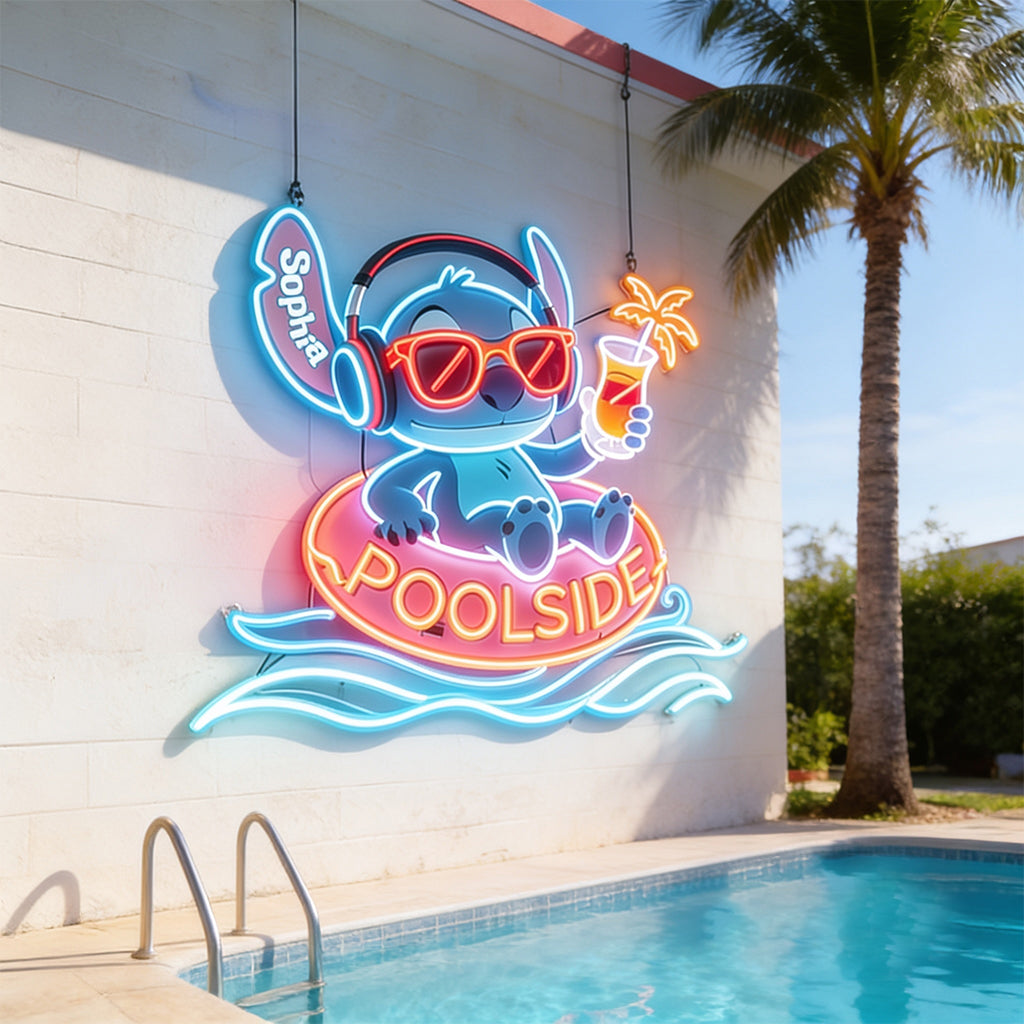 Personalized Neon LED Poolside Sign Custom Name Gift Neon LED Light Sign GradoCreations