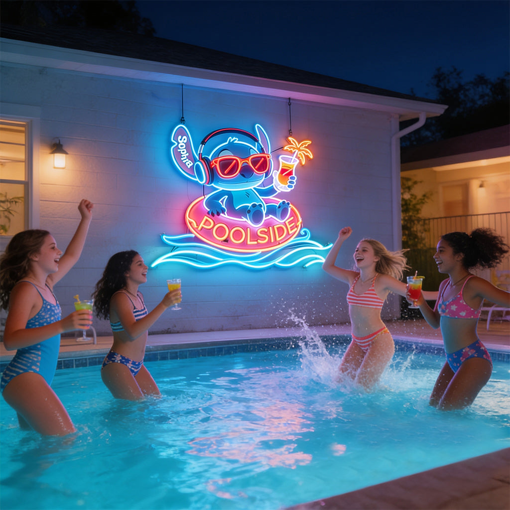 Personalized Neon LED Poolside Sign Custom Name Gift Neon LED Light Sign GradoCreations