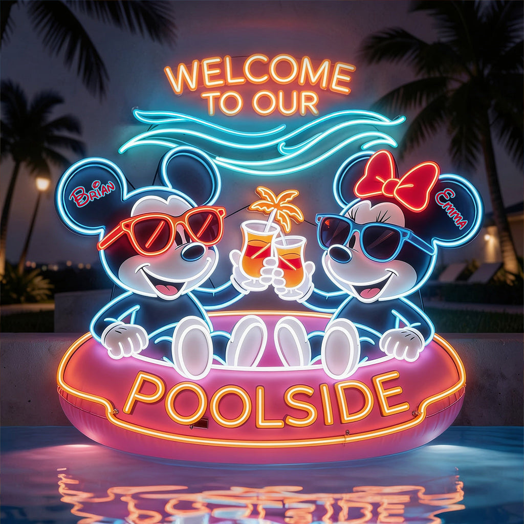 Personalized Neon LED Light Sign Welcome to Our Poolside Decor Neon LED Light Sign GradoCreations