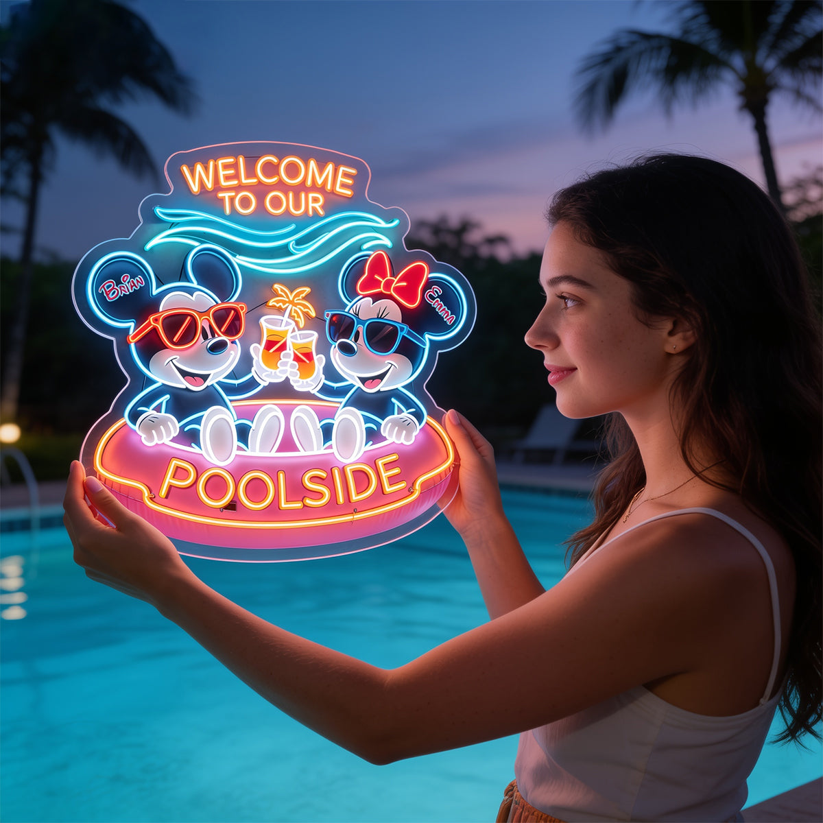 Personalized Neon LED Light Sign Welcome to Our Poolside Decor Neon LED Light Sign GradoCreations