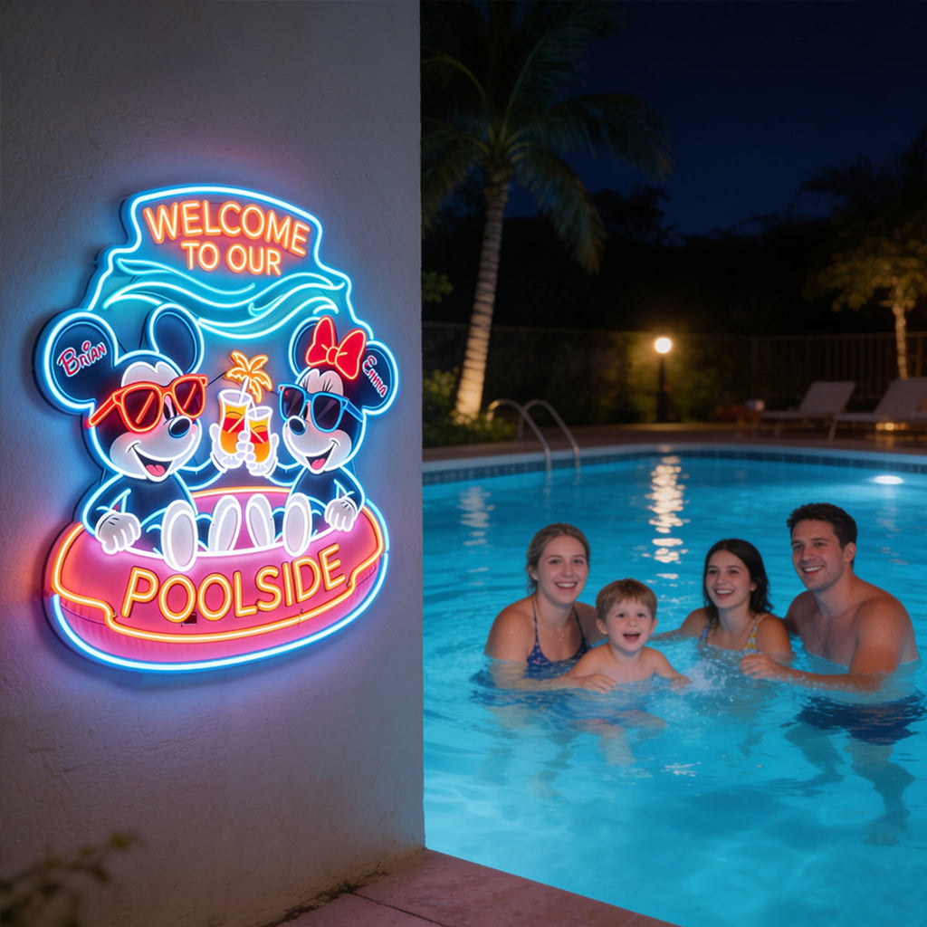 Personalized Neon LED Light Sign Welcome to Our Poolside Decor Neon LED Light Sign GradoCreations