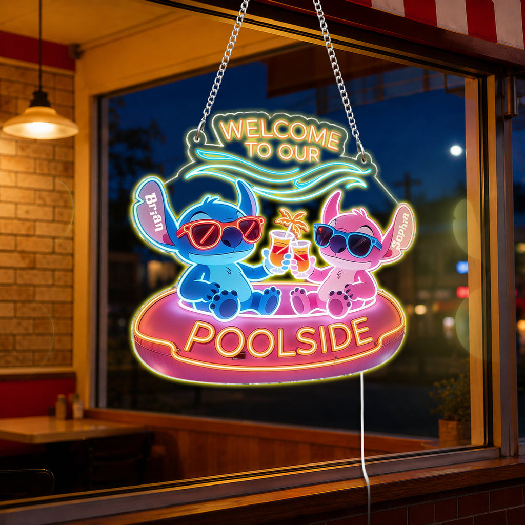 Personalized Ohana Poolside Neon LED Light Sign Custom Name Neon LED Light Sign GradoCreations