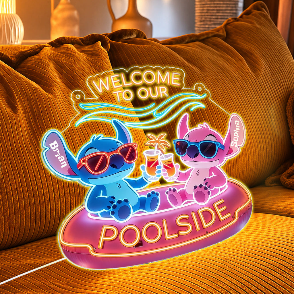 Personalized Ohana Poolside Neon LED Light Sign Custom Name Neon LED Light Sign GradoCreations