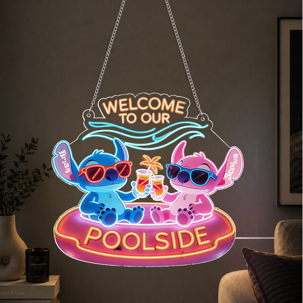 Personalized Ohana Poolside Neon LED Light Sign Custom Name Neon LED Light Sign GradoCreations