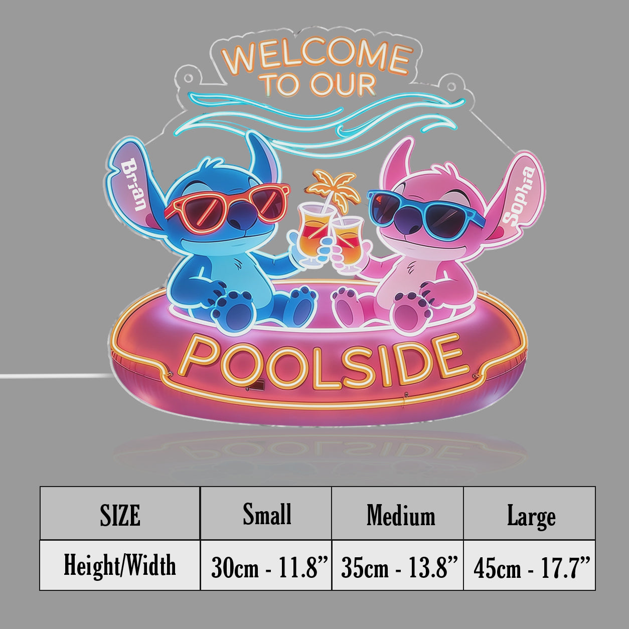 Personalized Ohana Poolside Neon LED Light Sign Custom Name Neon LED Light Sign GradoCreations