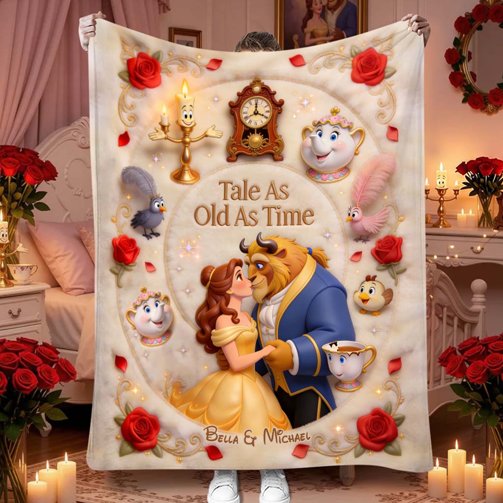 Personalized Beauty and the Beast Blanket Custom Name Gift for Couples Blanket GradoCreations