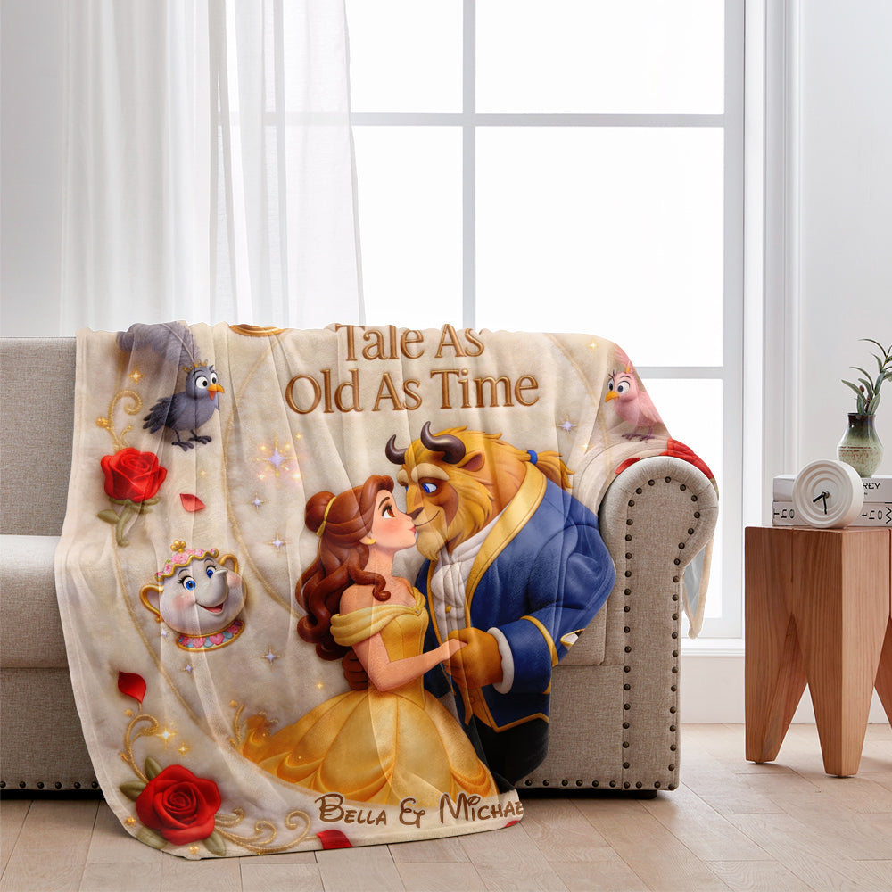 Personalized Beauty and the Beast Blanket Custom Name Gift for Couples Blanket GradoCreations