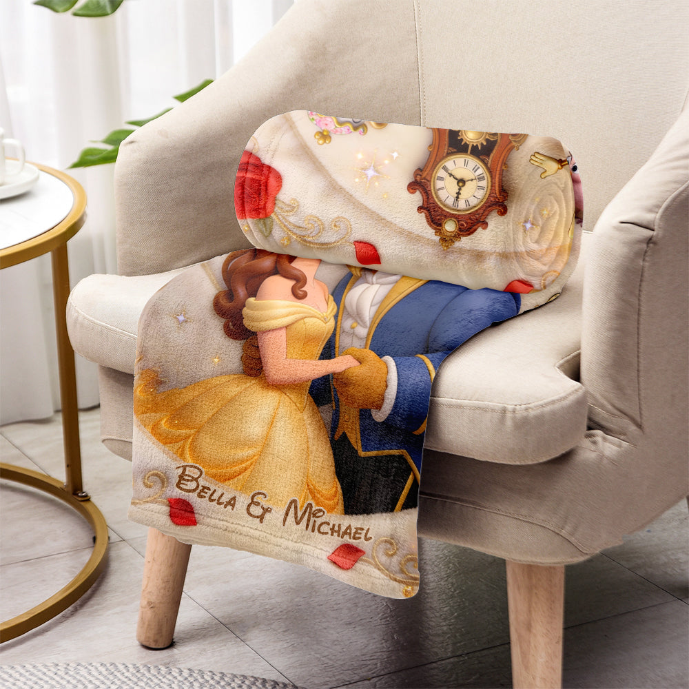 Personalized Beauty and the Beast Blanket Custom Name Gift for Couples Blanket GradoCreations