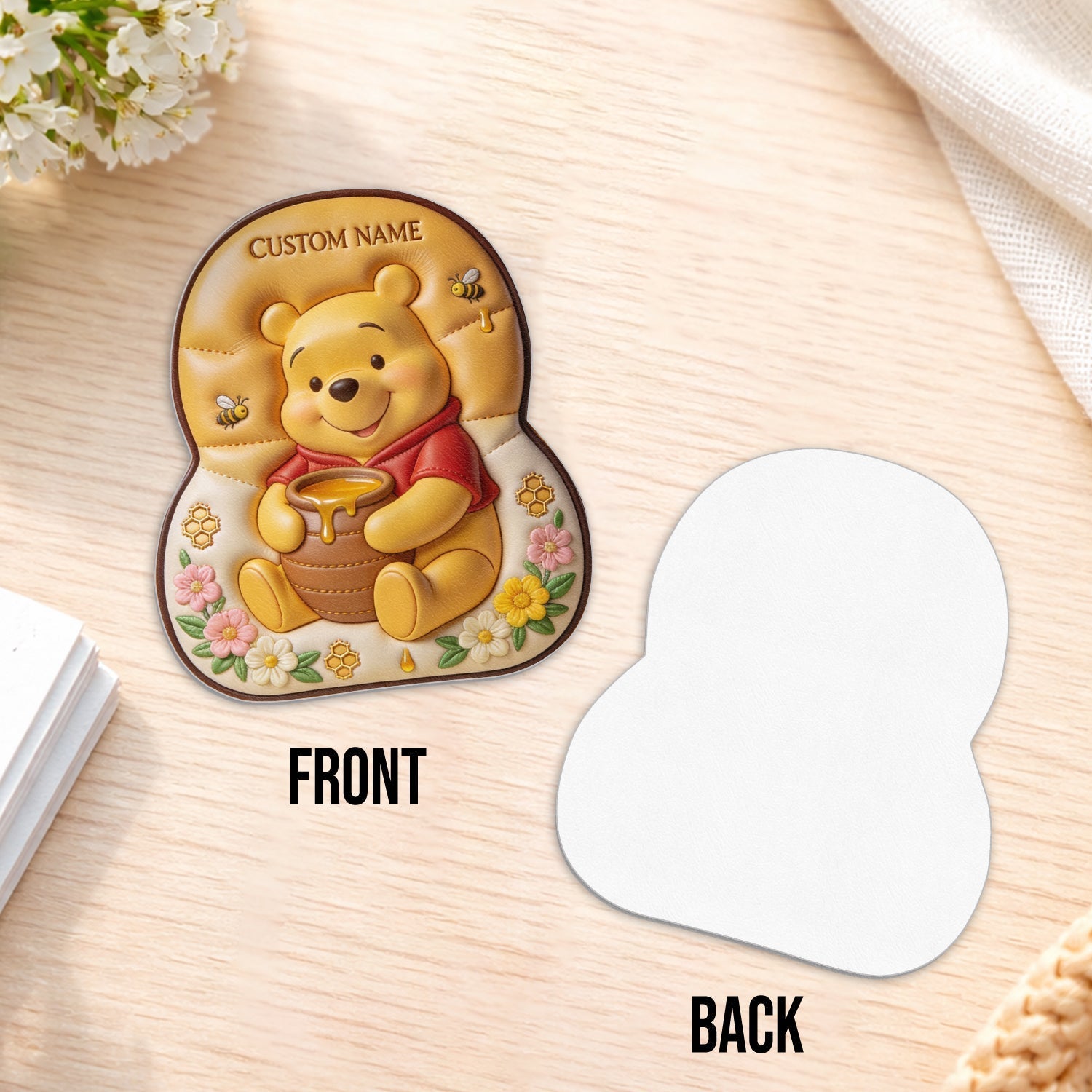 Personalized Yellow Bear Leather Patch Backpack for Kids Changeable Leather Patch Backpack GradoCreations