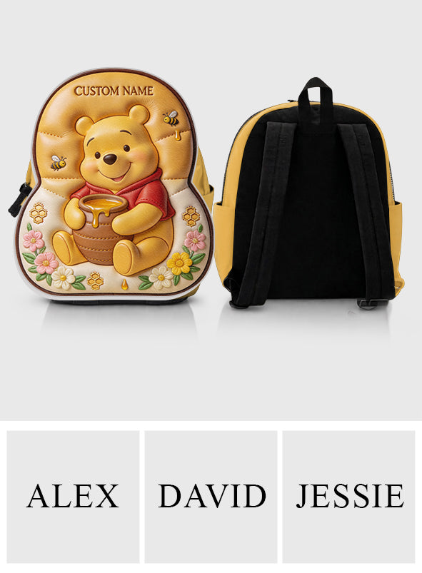 Personalized Yellow Bear Leather Patch Backpack for Kids Changeable Leather Patch Backpack GradoCreations