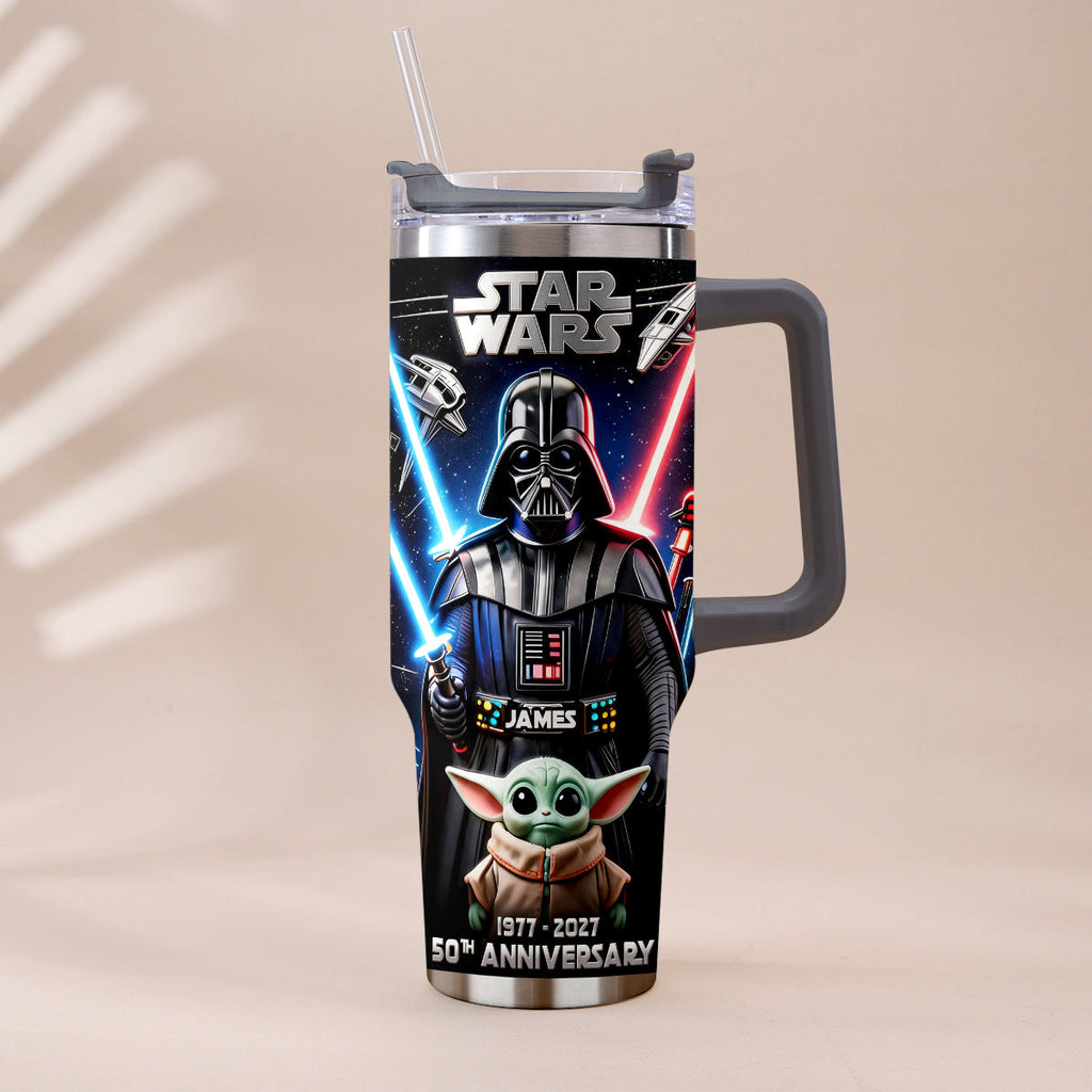 Personalized Star Wars Tumbler with Plush Charm for 50th Anniversary Gift Tumbler With Plush Charm GradoCreations