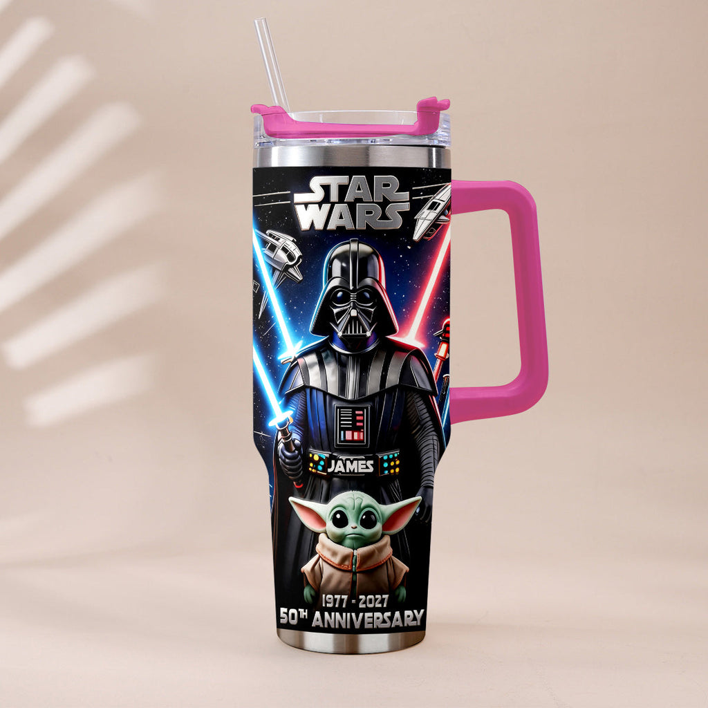 Personalized Star Wars Tumbler with Plush Charm for 50th Anniversary Gift Tumbler With Plush Charm GradoCreations