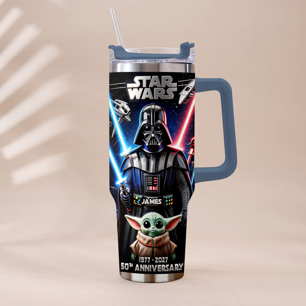 Personalized Star Wars Tumbler with Plush Charm for 50th Anniversary Gift Tumbler With Plush Charm GradoCreations