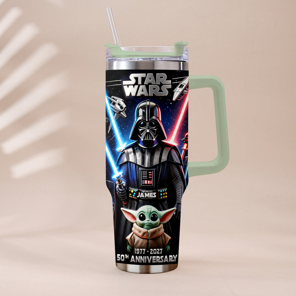 Personalized Star Wars Tumbler with Plush Charm for 50th Anniversary Gift Tumbler With Plush Charm GradoCreations