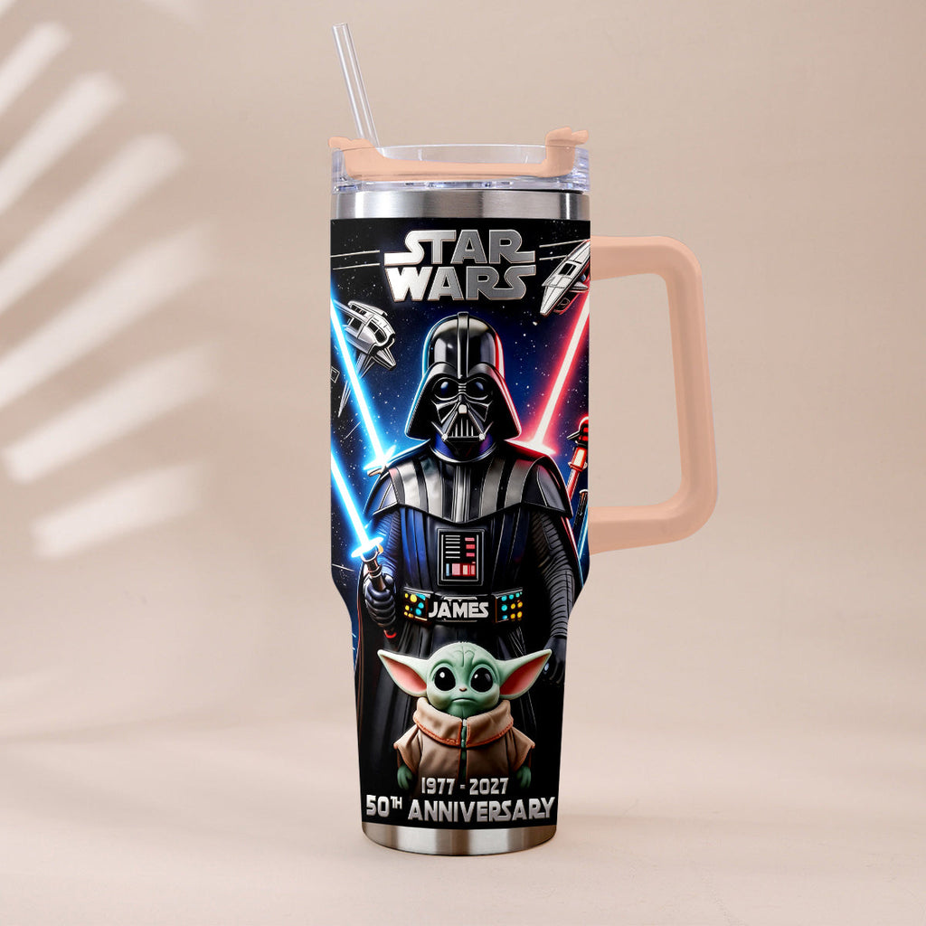 Personalized Star Wars Tumbler with Plush Charm for 50th Anniversary Gift Tumbler With Plush Charm GradoCreations