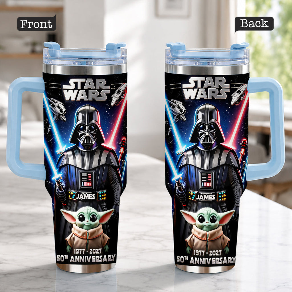 Personalized Star Wars Tumbler with Plush Charm for 50th Anniversary Gift Tumbler With Plush Charm GradoCreations