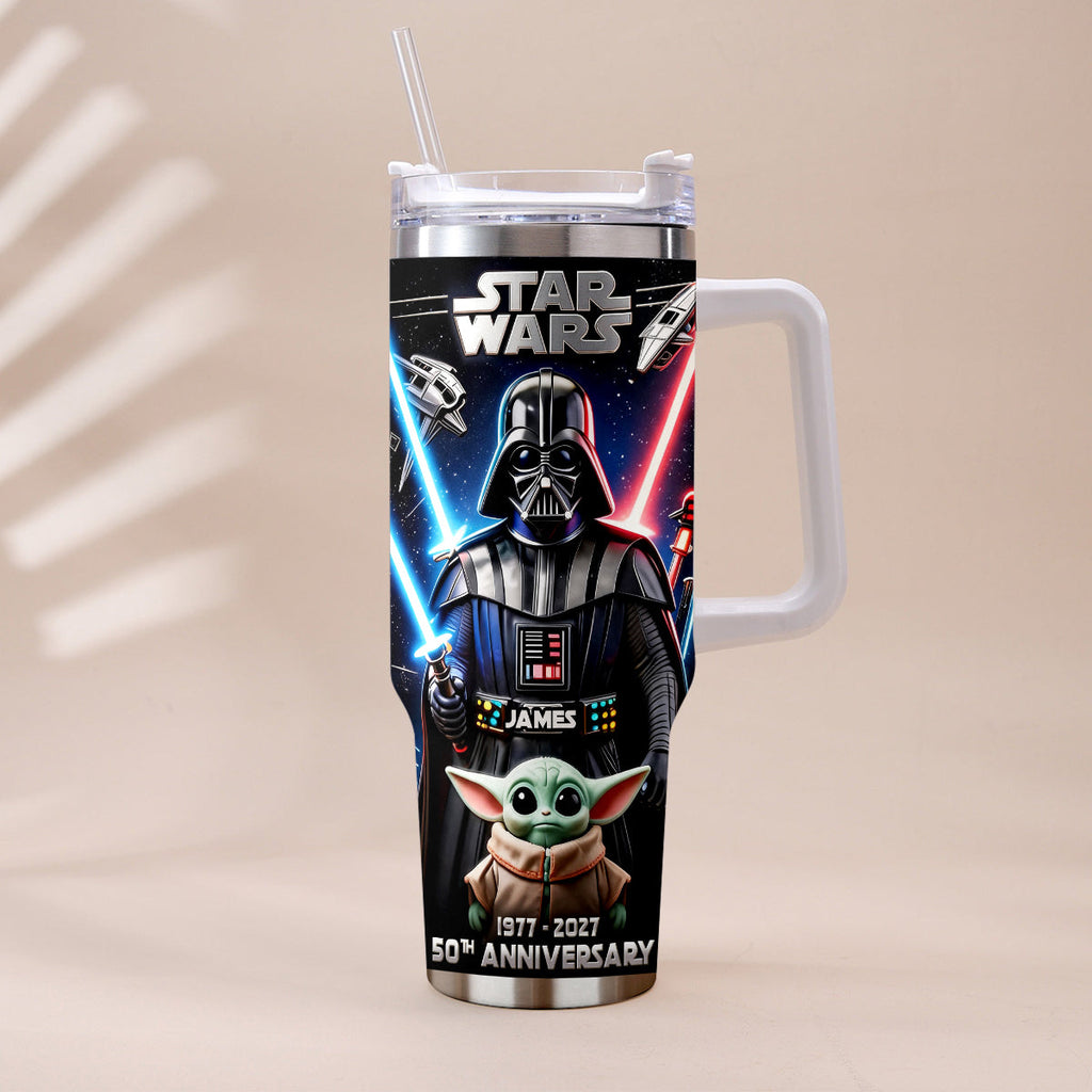 Personalized Star Wars Tumbler with Plush Charm for 50th Anniversary Gift Tumbler With Plush Charm GradoCreations