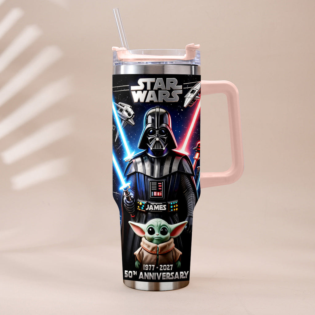 Personalized Star Wars Tumbler with Plush Charm for 50th Anniversary Gift Tumbler With Plush Charm GradoCreations