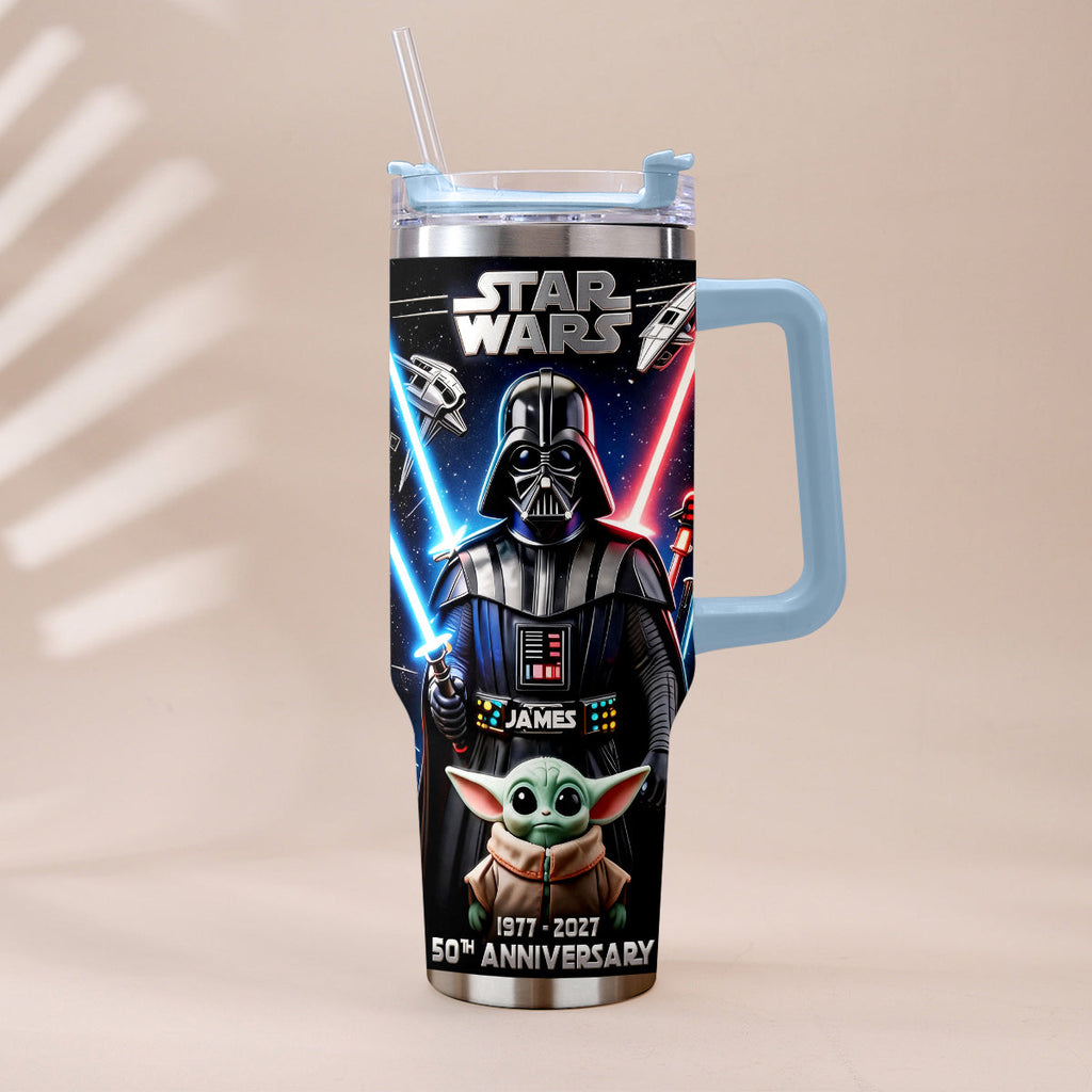 Personalized Star Wars Tumbler with Plush Charm for 50th Anniversary Gift Tumbler With Plush Charm GradoCreations