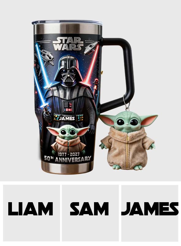 Personalized Star Wars Tumbler with Plush Charm for 50th Anniversary Gift Tumbler With Plush Charm GradoCreations