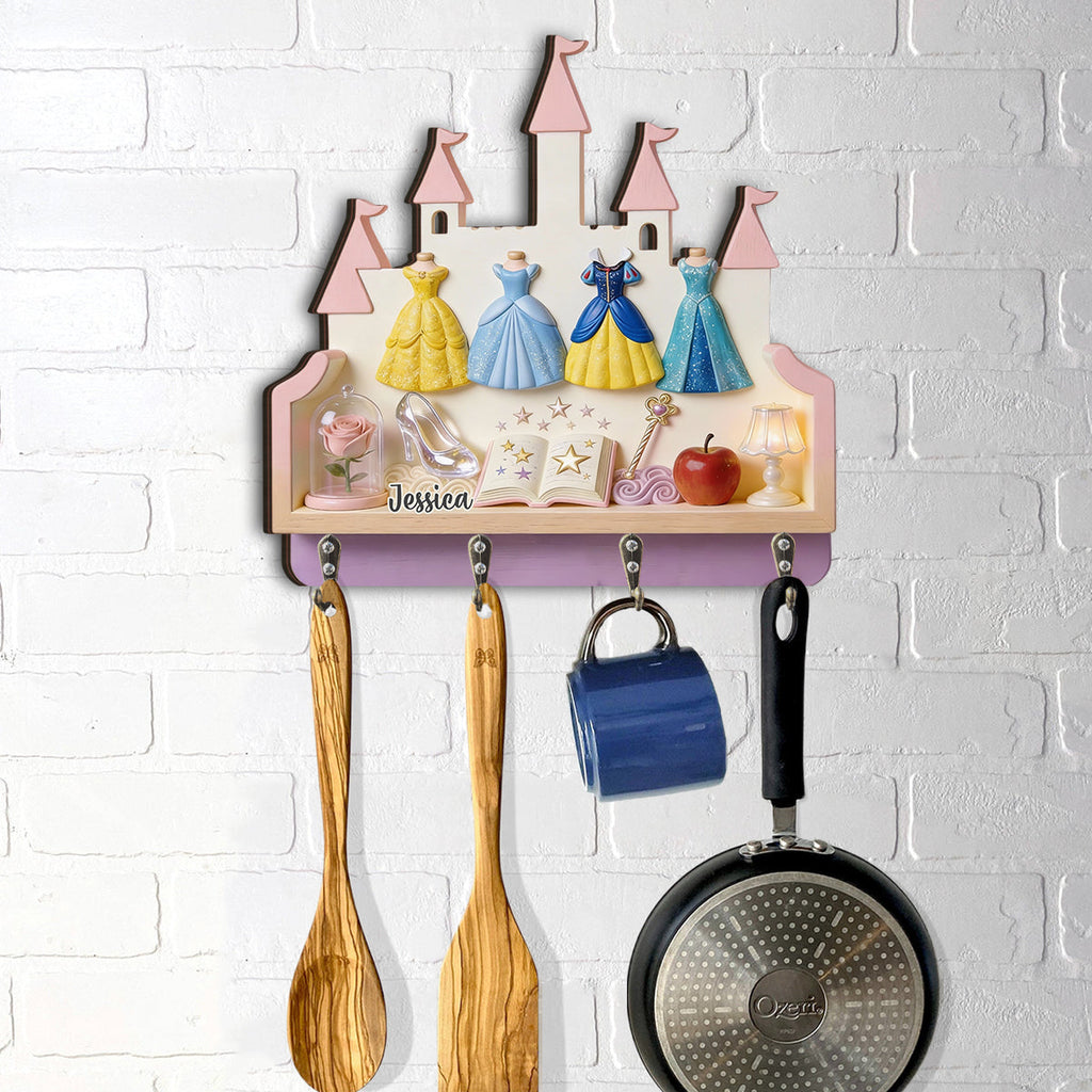 Personalized Princess Key Rack Custom Shape for Kids Room Gift Custom Shaped Key Rack GradoCreations