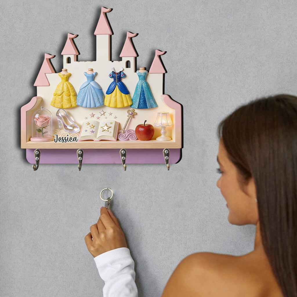 Personalized Princess Key Rack Custom Shape for Kids Room Gift Custom Shaped Key Rack GradoCreations