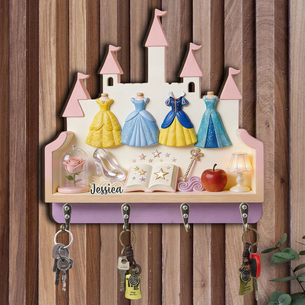 Personalized Princess Key Rack Custom Shape for Kids Room Gift Custom Shaped Key Rack GradoCreations