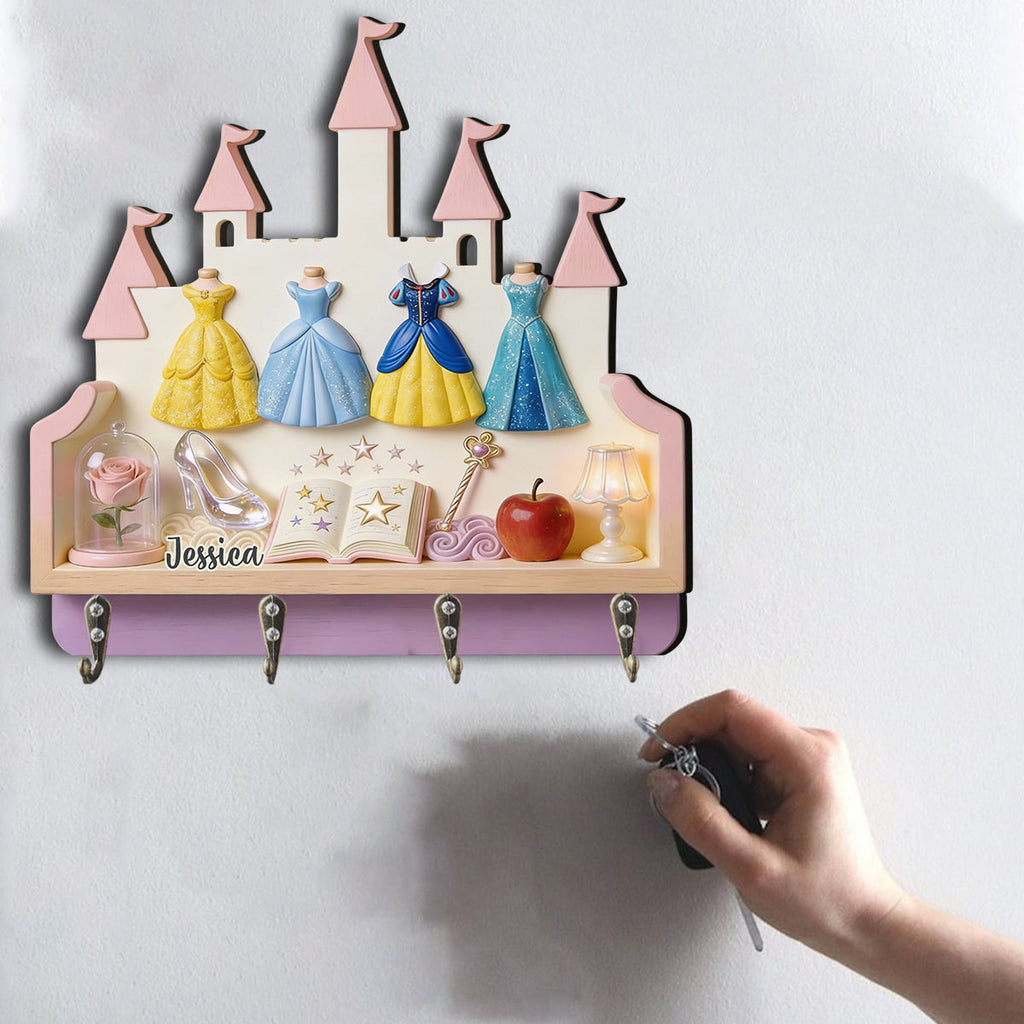 Personalized Princess Key Rack Custom Shape for Kids Room Gift Custom Shaped Key Rack GradoCreations