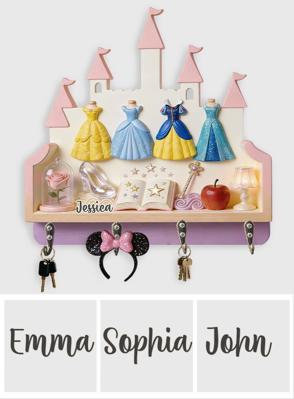 Personalized Princess Key Rack Custom Shape for Kids Room Gift Custom Shaped Key Rack GradoCreations